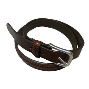 Eddie Bauer Brown Made in Italy Genuine Leather Belt Solid Brass Buckle S-M